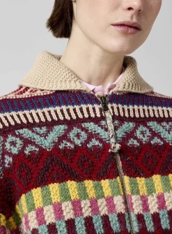 Colourful wool-cotton weave cardigan