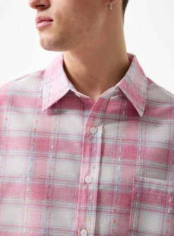Colourful woven stitch check shirt
