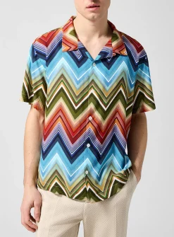 Colourful zigzag pattern cabana shirt