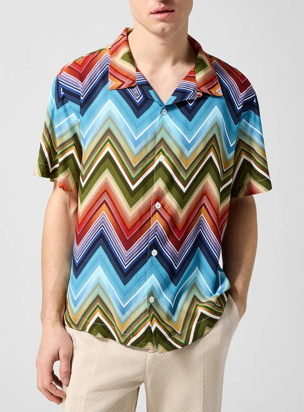 Colourful zigzag pattern cabana shirt