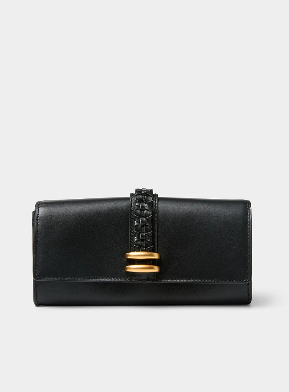 Compagnon braided strap bifold leather wallet