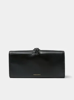 Compagnon braided strap bifold leather wallet
