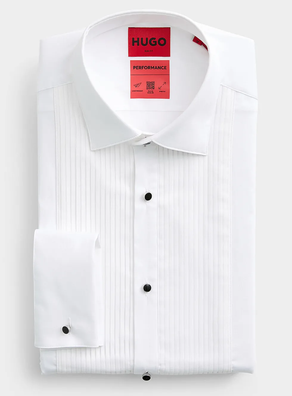 Contrast buttons and bib tuxedo shirt