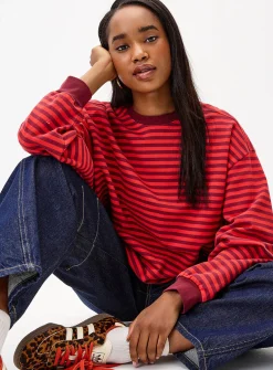 Contrast stripes loose sweater