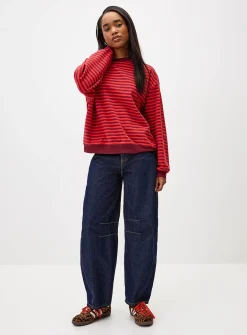 Contrast stripes loose sweater