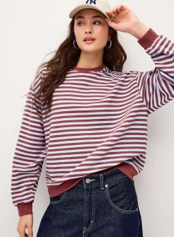 Contrast stripes loose sweater