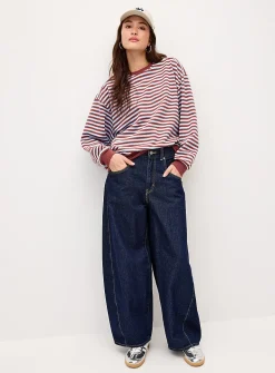 Contrast stripes loose sweater