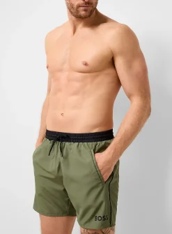 Contrast trim logo swim trunk