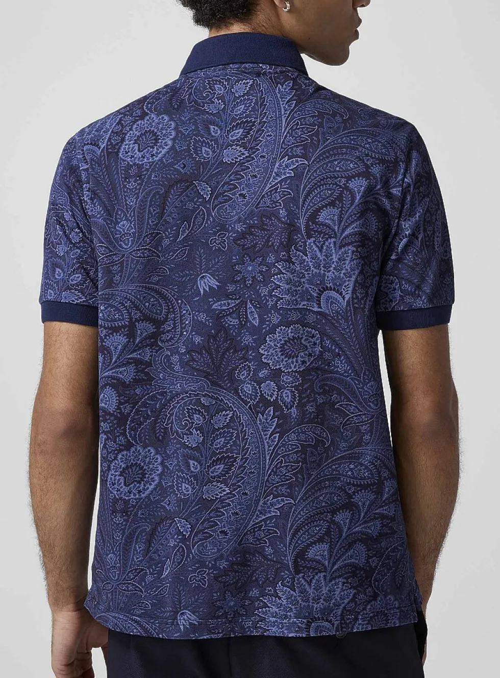 Contrast-edging paisley piqué polo