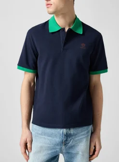 Contrasting collar piqué polo shirt