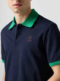 Contrasting collar piqué polo shirt
