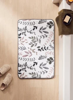 Contrasting foliage memory foam bath mat