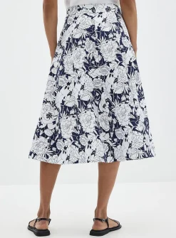 Contrasting garden buttoned midi skirt