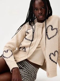 Contrasting hearts cardigan