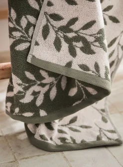 Contrasting leaves organic cotton reversible towels