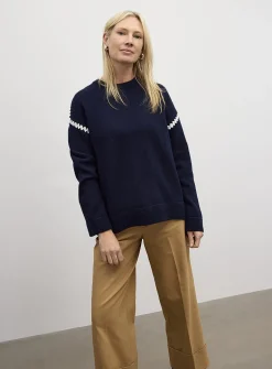 Contrasting overcast pure cotton sweater