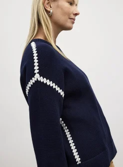 Contrasting overcast pure cotton sweater