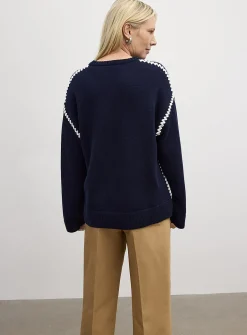 Contrasting overcast pure cotton sweater