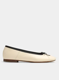 Contrasting piping leather ballet flats