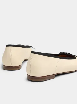 Contrasting piping leather ballet flats