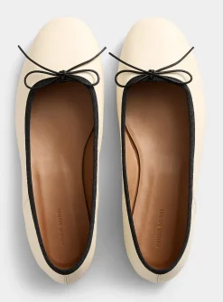 Contrasting piping leather ballet flats