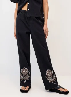 Contrasting roses wide-leg pant