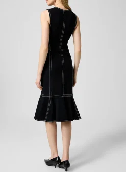 Contrasting seams black dress