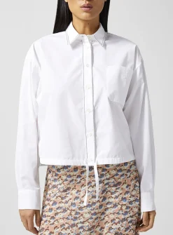 Contrasting seams blousing shirt