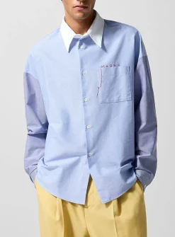 Contrasting sleeves Oxford collar shirt