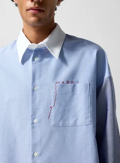 Contrasting sleeves Oxford collar shirt