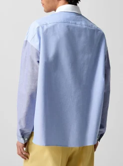 Contrasting sleeves Oxford collar shirt