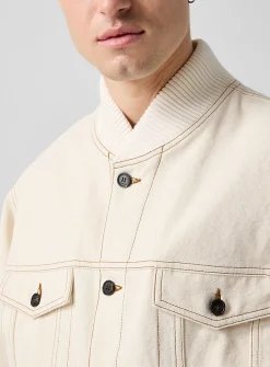 Contrasting stitching ivory bomber