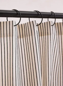 Contrasting stripes woven shower curtain