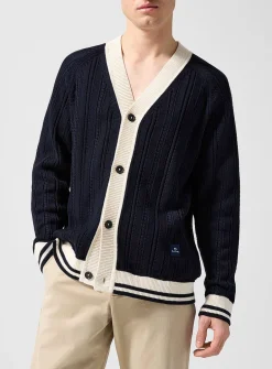 Contrasting trim knit cardigan