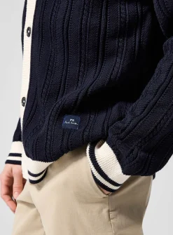 Contrasting trim knit cardigan