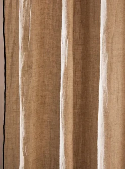 Contrasting trim pure linen shower curtain