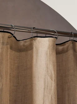 Contrasting trim pure linen shower curtain
