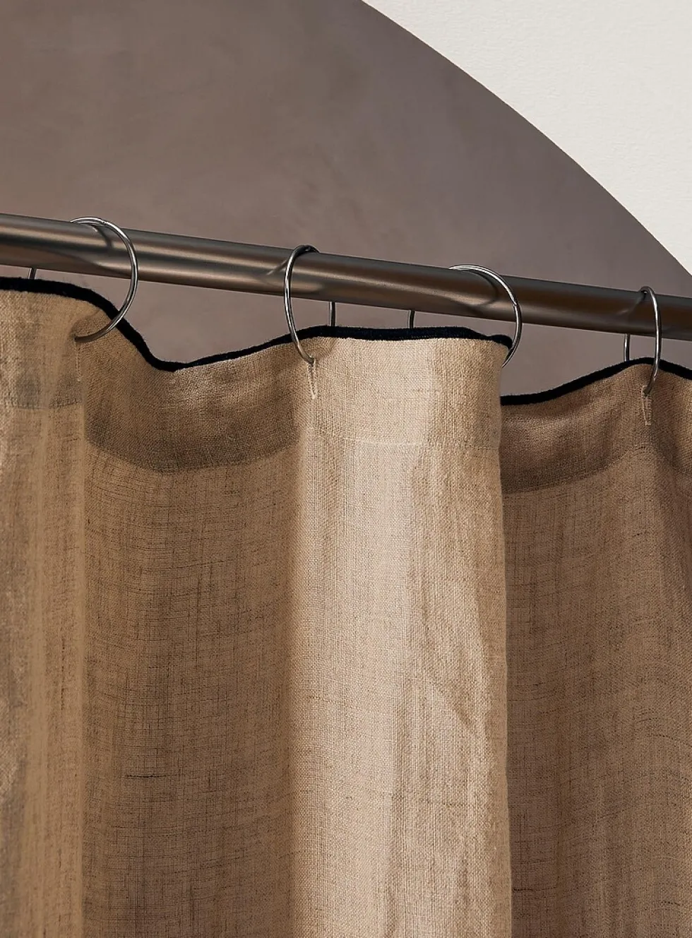 Contrasting trim pure linen shower curtain