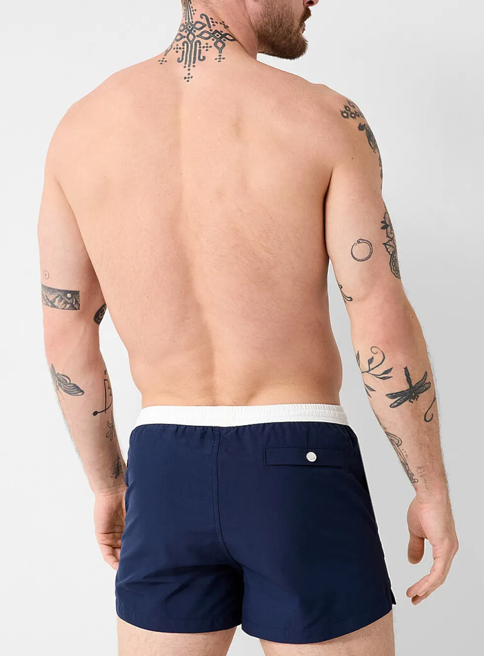 Contrasting waist cropped swim short