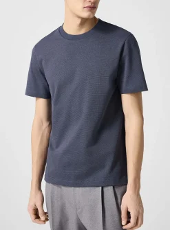 Contrasting-collar jacquard microprint tee