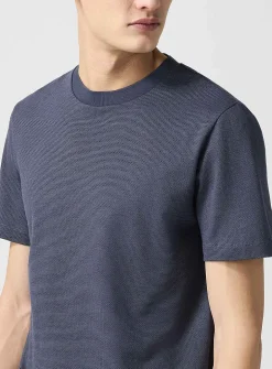 Contrasting-collar jacquard microprint tee