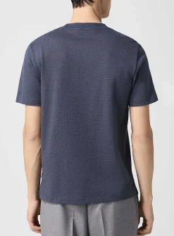 Contrasting-collar jacquard microprint tee