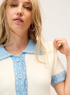 Contrasting-trim cardigan