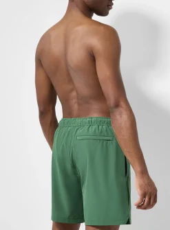 Contrast-lining solid stretch swim trunk