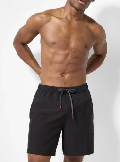 Contrast-lining solid stretch swim trunk