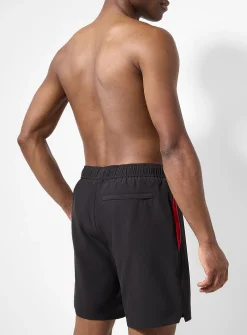Contrast-lining solid stretch swim trunk