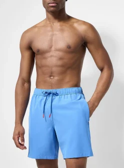 Contrast-lining solid stretch swim trunk