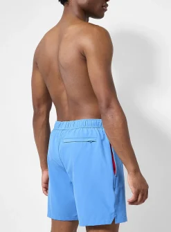 Contrast-lining solid stretch swim trunk