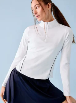 Contrast-trim mock-neck golf top