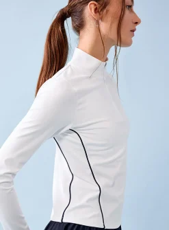Contrast-trim mock-neck golf top